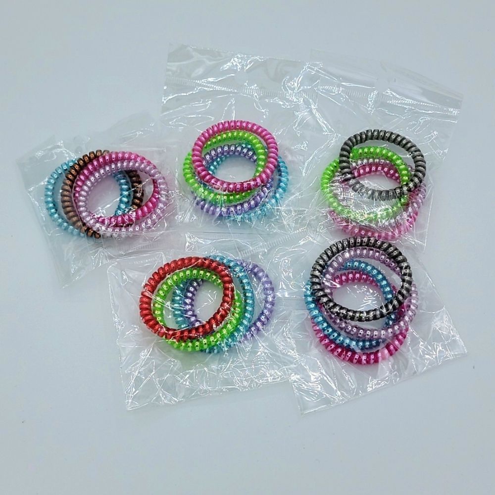Plastic Coil Hair Tie Bundle New